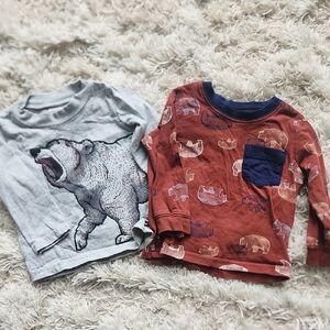 Kids Bear Print Shirts - Gray and Orange